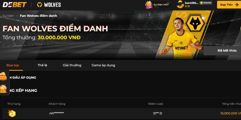 Sự kiện Debet Fan Wolves điểm danh